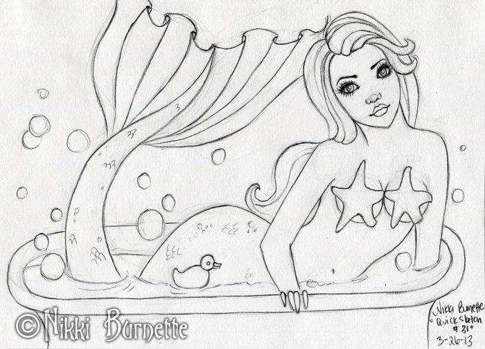 Mermaid in a bathtub - Quick Sketch #31 by Nikki Burnette